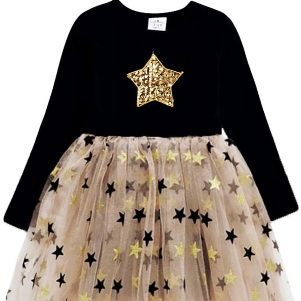 VIKITA Girl's Winter Long Sleeve Party Tulle Dress Size 9-10